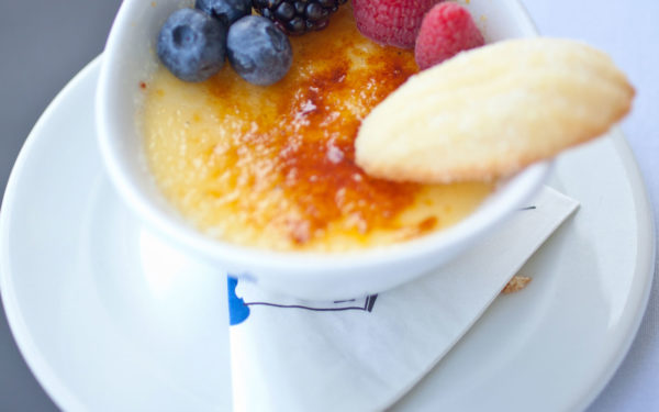 creme brulee with berries